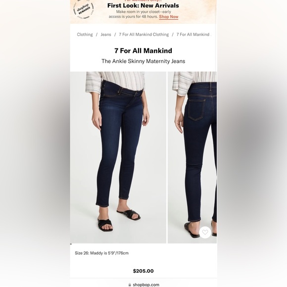 Seven for all mankind maternity jeans ‘the ankle skinny” in black. Size 27. - Picture 1 of 7